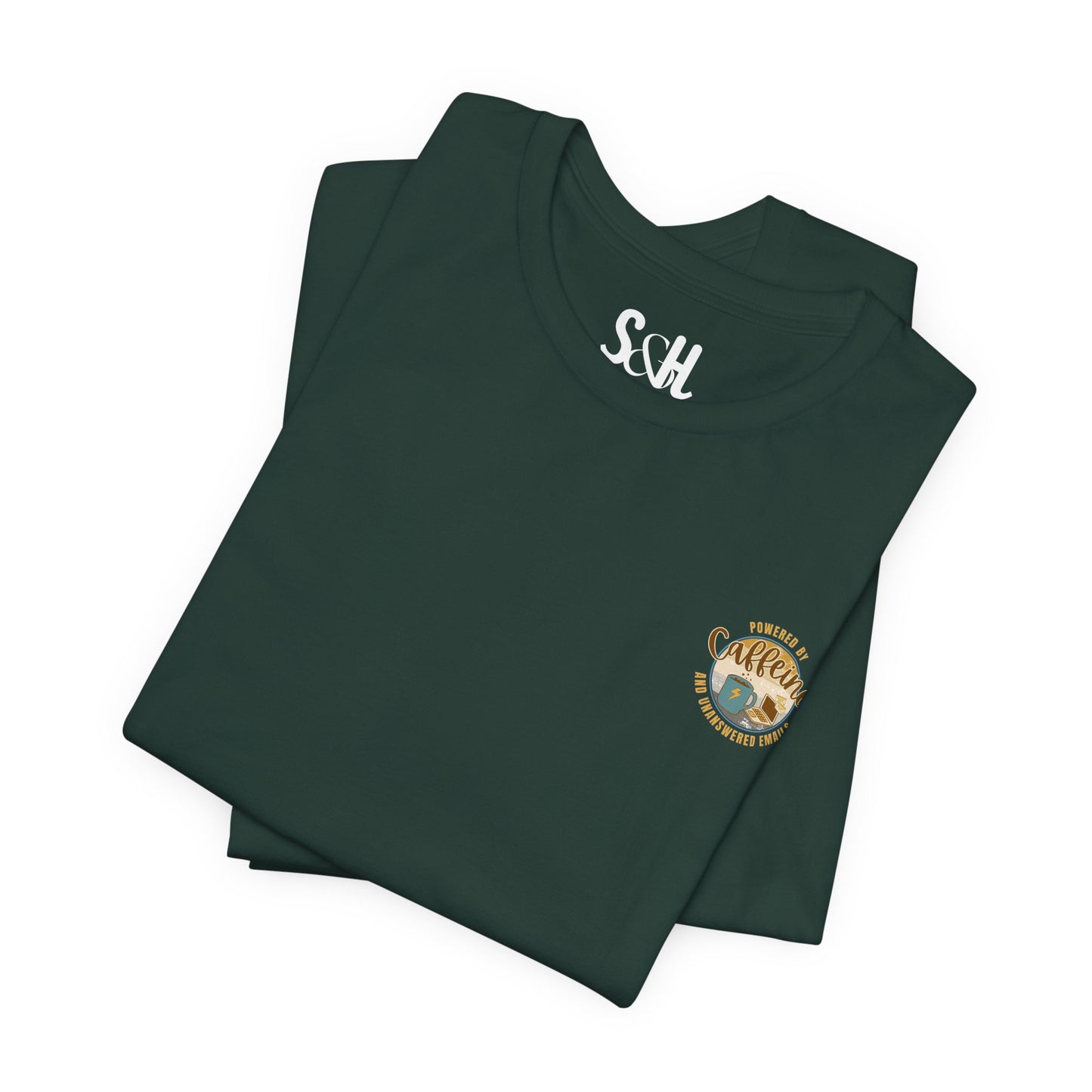 Powered by caffeine and unanswered emails | Unisex Short Sleeve T-Shirt