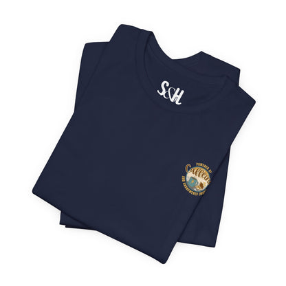 Powered by caffeine and unanswered emails | Unisex Short Sleeve T-Shirt